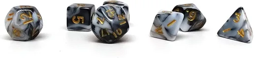 Miniatura 13 de Mini colección de dados poliédricos de 0.394 pulgadas - Incluye un D20, D12, D10, D8, D6, D4 y D00 (Aqua Shine)