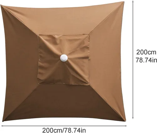 Miniatura 2 de Toldo de repuesto para sombrilla de 6.5 x 6.5 pies, 4 varillas de repuesto, sombrilla para mesa de mercado, toldo cuadrado superior de repuesto