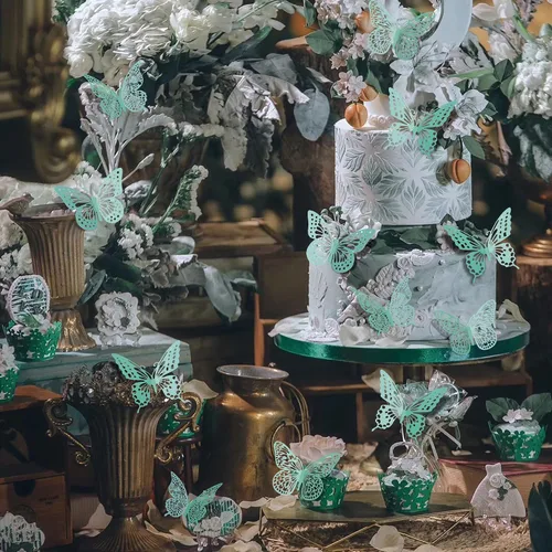 Miniatura 5 de SAOROPEB - Calcomanía de mariposa 3D para pared, 48 piezas, 4 estilos, 3 tamaños, extraíble, mariposa para decorar cumpleaños, fiestas y pasteles