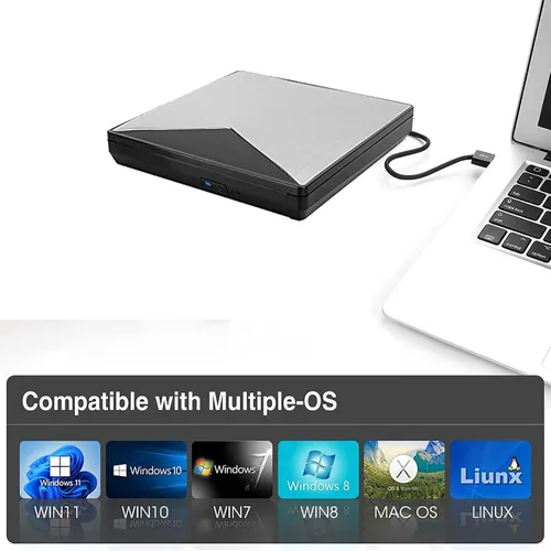 Miniatura 8 de Zopsc-1 Aleación de aluminio USB3.0 Unidad de DVD externa, CD/DVD portátil +/-RW unidad/reproductor de DVD para portátil portátil CD ROM quemador
