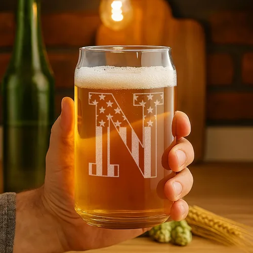 Miniatura 2 de Vasos de cerveza con monograma para hombres (A-Z) 16 oz - Regalos de cerveza para hombres hermano hijo papá vecino - Regalos únicos para él - Regalo