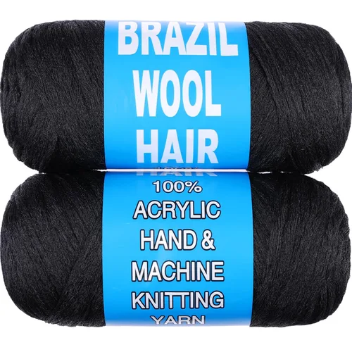 Miniatura 22 de 8 piezas de lana brasileña para trenzas, negro natural, cabello de lana brasileña para trenzar para mujeres, hilo para cabello para locs falsos