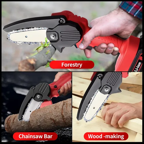 Miniatura 7 de Wood Ranger - Mini motosierra eléctrica de 4 pulgadas, motosierra eléctrica portátil inalámbrica para patio, hogar y jardín, corte de madera, poda