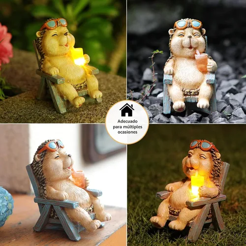 Miniatura 5 de FOXMIS Estatua de erizo solar para exteriores, decoración de jardín para exteriores, patio, oficina en casa, decoración del día de San Valentín