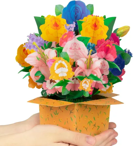 Miniatura 11 de Tarjeta de ramo de flores de clavel emergente, tarjetas de felicitación 3D, tarjeta de felicitación para Navidad, felicitaciones, incluye sobre