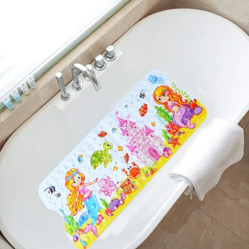 Miniatura 4 de Tapete de baño antideslizante para baño interior para niños, niñas y niños, tapete de ducha de animales marinos de dibujos animados, tapete de baño
