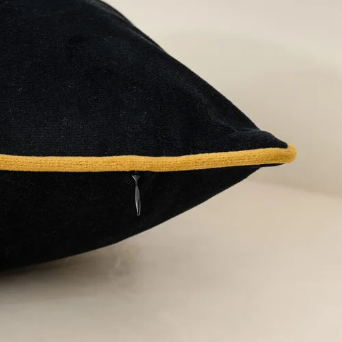 Miniatura 4 de Yangest - Funda de cojín lumbar de terciopelo a rayas, funda de cojín de retazos negros, funda de cojín moderna neutra oblonga para sofá, sillón