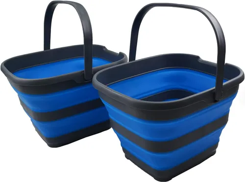 Miniatura 11 de SAMMART Cesta rectangular plegable de 10 litros (2.6 galones) (gris/negro (juego de 2))