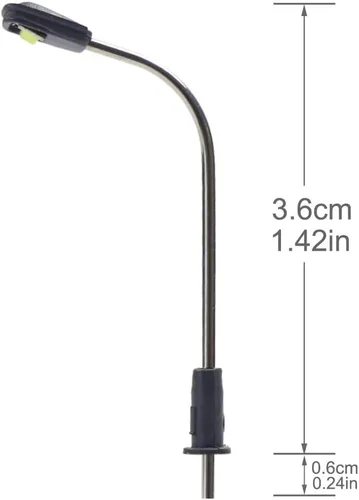 Miniatura 6 de LQS05 10 unids modelo tren ferrocarril lámpara poste 1.4 in o 1.42 pulgadas luz de calle brillante blanco frío N Z escala LED nuevo