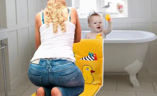 Miniatura 5 de Handy Laundry Almohadilla para rodillas de baño para bebé: la alfombrilla de baño tiene almohadillas gruesas para mayor comodidad y dos bolsillos