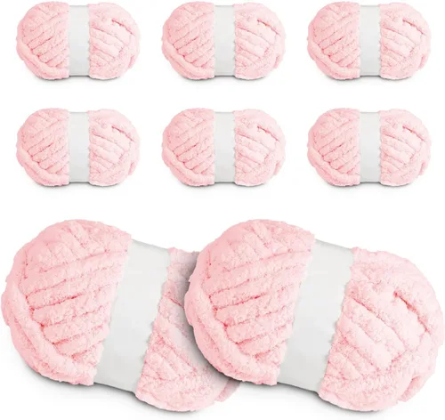 Miniatura 9 de Ultra Suave 1kg (2.2 LBS) Hilo Grueso para Tejer a Mano, Hilo de Tubo de Tela de Terciopelo Luxuoso para Hacer Bolsos, Almohadas, Mantas, Azul Ártico