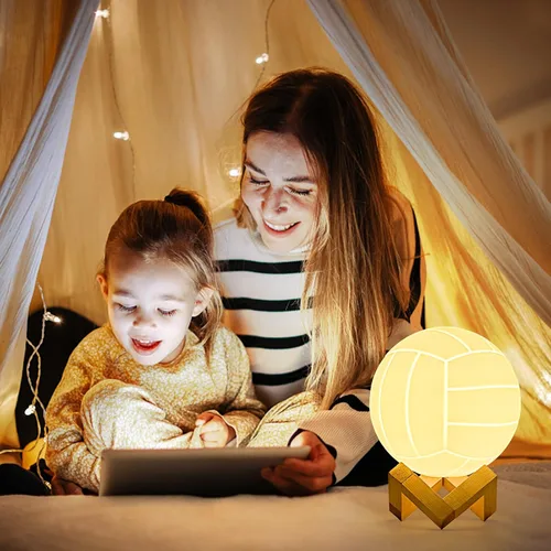 Miniatura 2 de Mydhall - Luz nocturna 3D de voleibol con control remoto, lámpara de mesa de 16 colores, regalos para papá, hombres, niños y fanáticos