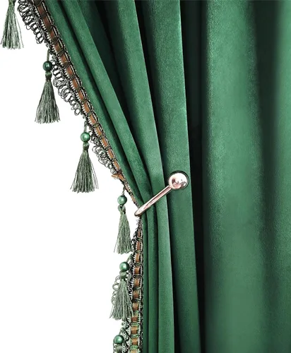 Miniatura 10 de Fazhesici Cortinas opacas de terciopelo negro de 63 pulgadas de largo para ventanas, cortinas con bolsillo para barra con borlas, cortinas térmicas