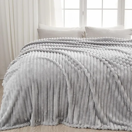 Miniatura 89 de NEWCOSPLAY Manta de Tiro Súper Suave Aqua Franela Sedosa Premium Forro Polar Jacquard Acanalado 3D Ligero Manta de Cama Uso en Todas las Estaciones