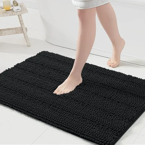 Miniatura 254 de Grandaily Alfombras de baño de felpilla a rayas de 24 x 16 pulgadas, extra gruesas y suaves, absorbentes, parte trasera de goma, alfombra de ducha