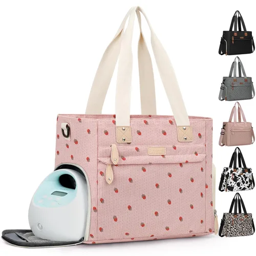Miniatura 16 de Pritent Bolsa de Pañales Tote para Mamá Trabajadora, Bolsa de Pañales de Viaje Grande para Mamá y Papá con Funda para Laptop de 14 Pulgadas, Bolsa