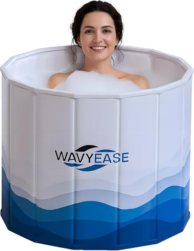 WAVYEASE Bañera portátil para adultos - (31.5 pulgadas de largo x 26 pulgadas de alto) bañera fría plegable para recuperación - Bañera de remojo