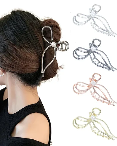 Miniatura 9 de HAIMEIKANG 4 piezas de pinzas de pelo de metal - Pinzas grandes irregulares para mujeres, accesorios de peinado antideslizantes para cabello grueso
