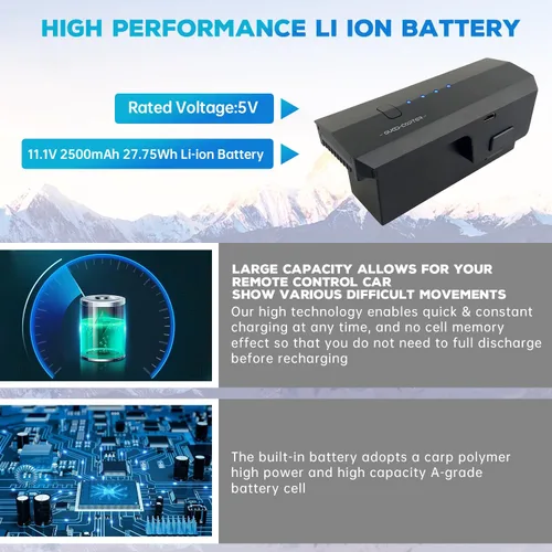 Miniatura 4 de 1 unids 11.1 V 2500 mAh batería de litio para SJRC F11/F11pro F24/F24 Pro DE22/DE22pro F35 plegable de cuatro ejes aviones fotografía aérea sin