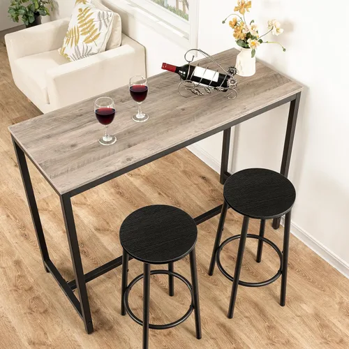 Miniatura 5 de HOOBRO Taburetes de bar, juego de 2 sillas de bar, taburetes altos redondos para cocina con reposapiés, taburetes de barra de desayuno, marco