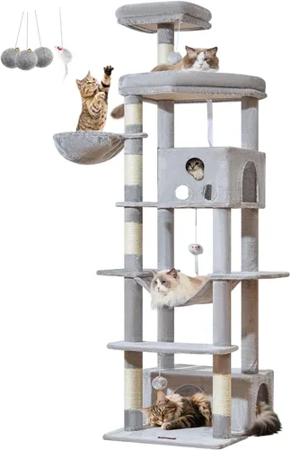 Miniatura 8 de Taoqimiao Árbol para gatos XXL de 79 pulgadas para gatos grandes, para gatos de gran tamaño, torre para gatos de varios niveles, 2 espaciosos