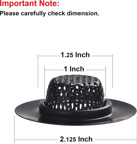 Miniatura 2 de Paquete de 2 - 2.25" Superior / 1" Cesta - Colador de Fregadero Negro para Baño, Utilidad, Fregadero de Servicio, Lavandería, Autocaravana y Lavabo