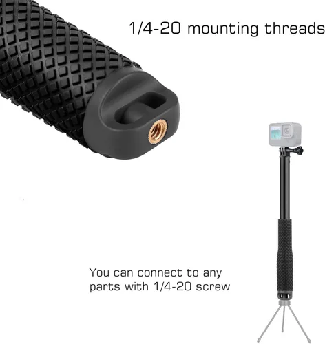 Miniatura 2 de GEPULY - Palo selfie impermeable para cámaras de acción GoPro/DJI/Insta360/AKASO 11''-46''Anti-Rust Aluminum Alloy,1/4