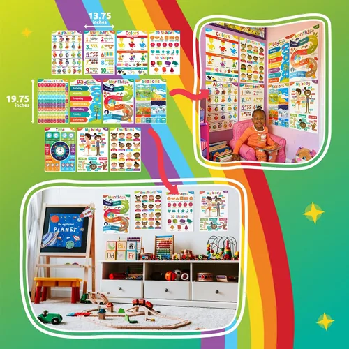 Miniatura 7 de Sproutbrite Carteles educativos para niños pequeños, carteles de aula, decoración de sala de juegos, decoración de aula de guardería, artículos