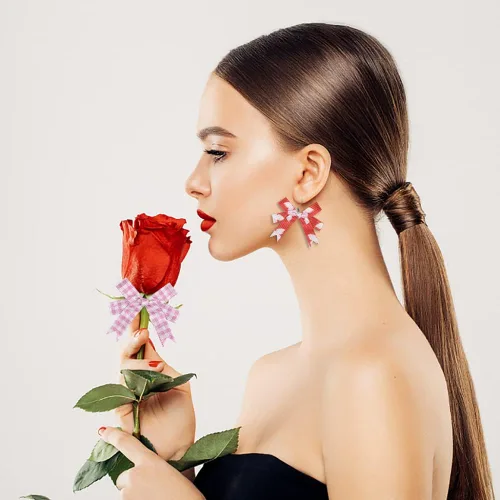 Miniatura 6 de Cintas de San Valentín de 12 yardas, cintas rojas y rosadas, cinta decorativa de grogrén XOXO, corazón de San Valentín, cintas de organza de 3/8
