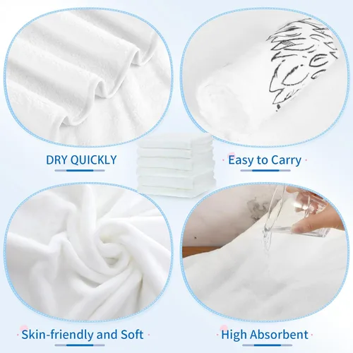 Miniatura 4 de Preboun 6 Piezas Mantas de Tiro de Sublimación Gruesas de Felpa Suave Mullidas Manta Blanca en Blanco para Bricolaje Fotos de Sublimación