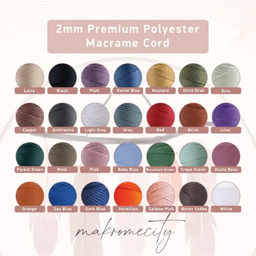 Miniatura 3 de Makromecity, 2 carretes de cordón de macramé de poliéster de 2 mm x 250 yardas (750 pies) de 2 mm de cordón de polipropileno para macramé, ideal