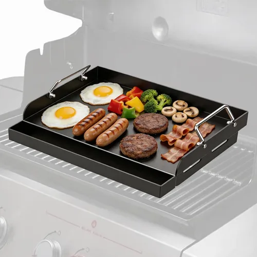 MixRBBQ Placa antiadherente para parrilla de gas, inserto de parrilla de acero al carbono de 17 x 13 pulgadas para parrilla de gas de barbacoa,