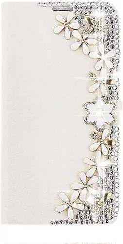 Miniatura 11 de Bling Wallet - Funda de piel compatible con iPhone 15, elegante, hecha a mano en 3D, diseño floral, diseño floral, para niñas y mujeres, con correa