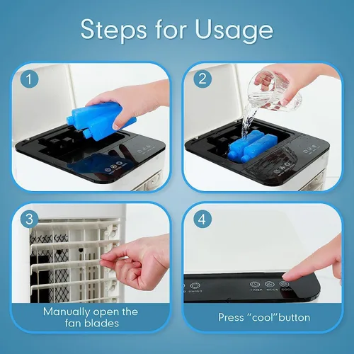 Miniatura 4 de Enfriador de aire evaporativo, aire acondicionado portátil 3 en 1 sin ventanas, enfriador de pantano de oscilación y humidificación, incluye