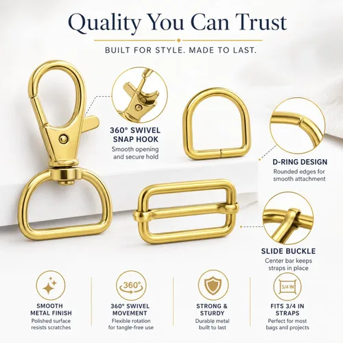 Miniatura 4 de 56 piezas de anillos D para herrajes de bolso, herrajes para bolso para confección de bolsos, hebillas para manualidades (color mixto, 25 mm)