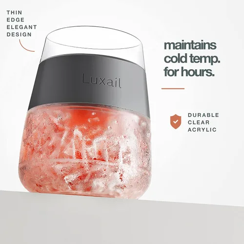 Miniatura 3 de luxail - Copas de vino de plástico, juego de 2, regalos de vino, vasos aislados de doble pared para el congelador, vasos sin tallo para vino tinto