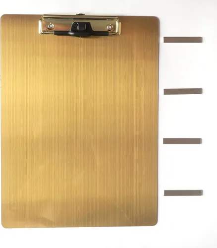 Miniatura 11 de Portapapeles magnéticos de acero inoxidable 4 x 6, portapapeles dorados pequeños tamaño A6, tablero de clip de metal con clip de perfil bajo