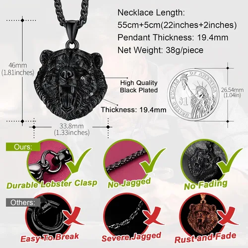 Miniatura 6 de FaithHeart Collar con colgante de pata de oso de acero inoxidable, collar escandinavo nórdico auténtico, joyería vikinga personalizada personalizada