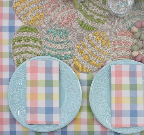 Miniatura 5 de COTTON CRAFT Happy Hunting - Camino de mesa hecho a mano con cuentas, huevos de Pascua, conejo, conejo, almuerzo, cena, celebración, fiesta