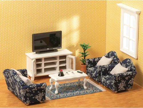 Miniatura 3 de Muebles de casa de muñecas en miniatura a escala 1 y 12 – Juego de muebles de casa de muñecas de madera para sala de muñecas – Muebles de casa