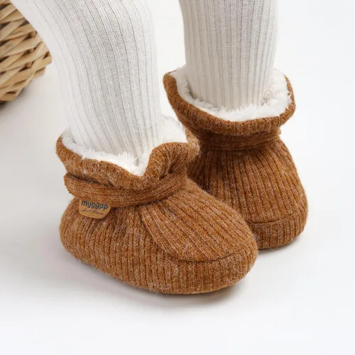 Miniatura 117 de Botines de forro polar para bebés, niños y niñas, pantuflas antideslizantes con agarre suave, zapatos de calcetín para recién nacidos, cuna