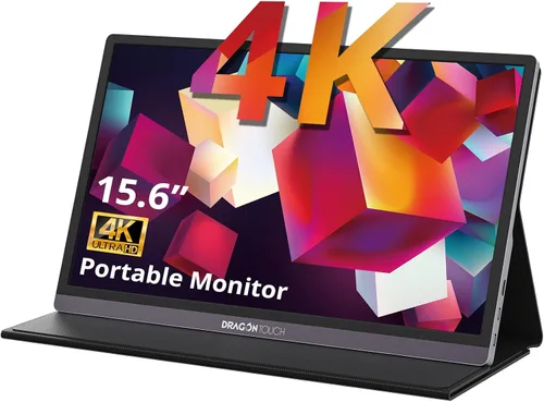 Dragon Touch Portátil 4K - Monitor de juegos IPS HDR de 15.6 pulgadas, 100% sRGB FreeSync con altavoces, compatible con VESA para Xbox PS4, Nintendo