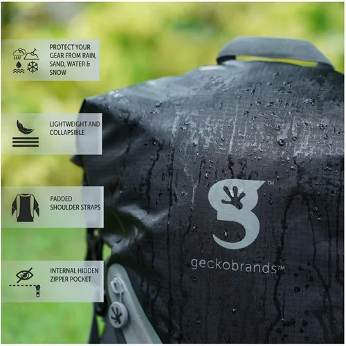 Miniatura 5 de geckobrands Mochila impermeable ligera de 30 L - Bolsa ligera impermeable para exteriores, senderismo, viajes, actividades acuáticas ligeras Verde
