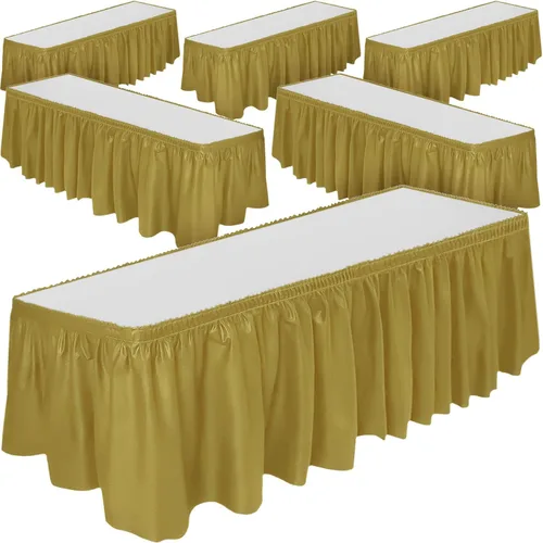 Miniatura 13 de DecorRack Paquete de 2 faldones de mesa, 29 pulgadas x 14 pies cada uno, sin BPA, desechables, reutilizables, falda rectangular para mantel
