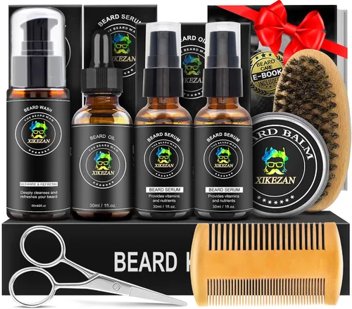 Miniatura 8 de XIKEZAN Paquete de 5 Aceites para Barba con Madera de Sándalo, Naranja, Vainilla, Cedro, Sin Fragancia para el Cuidado de la Barba, Hidratación