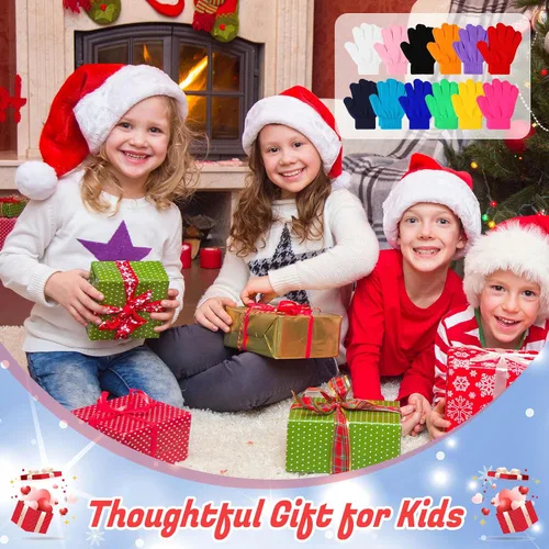 Miniatura 6 de Handepo Guantes para niños a granel de invierno de punto colorido elástico dedo completo guantes cálidos para personas sin hogar regalos de fiesta