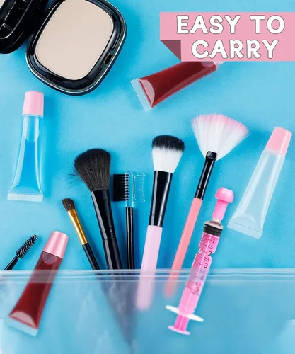 Miniatura 7 de 8 piezas de tubos vacíos para brillo labial - 0.3 fl oz tubos transparentes para bálsamo labial con jeringas de 0.2 fl oz - Tubos exprimibles