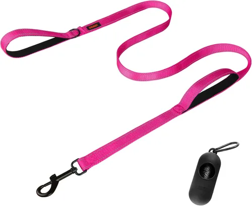 Miniatura 11 de Correa resistente para perros con 2 asas - Correa reflectante anti-tracción de 6 pies para perros grandes, asa acolchada de tráfico para control
