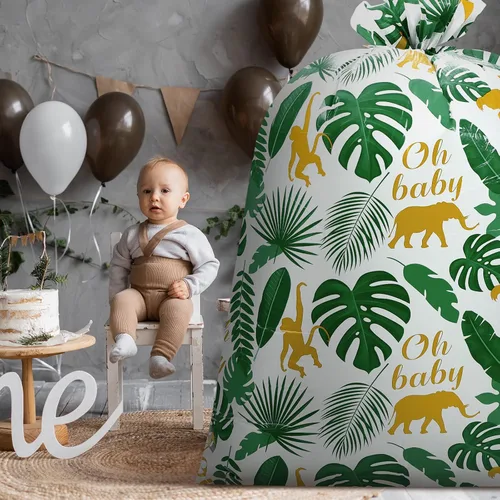 Miniatura 4 de Teling 2 bolsas de regalo extra grandes de 80 x 60 pulgadas para baby shower, selva, safari, animales, bolsas de regalo de plástico para regalos
