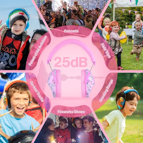 Miniatura 6 de PROHEAR 032 - Protectores de oídos para niños, auriculares con cancelación de ruido para autismo, niños pequeños, niños - Rosa